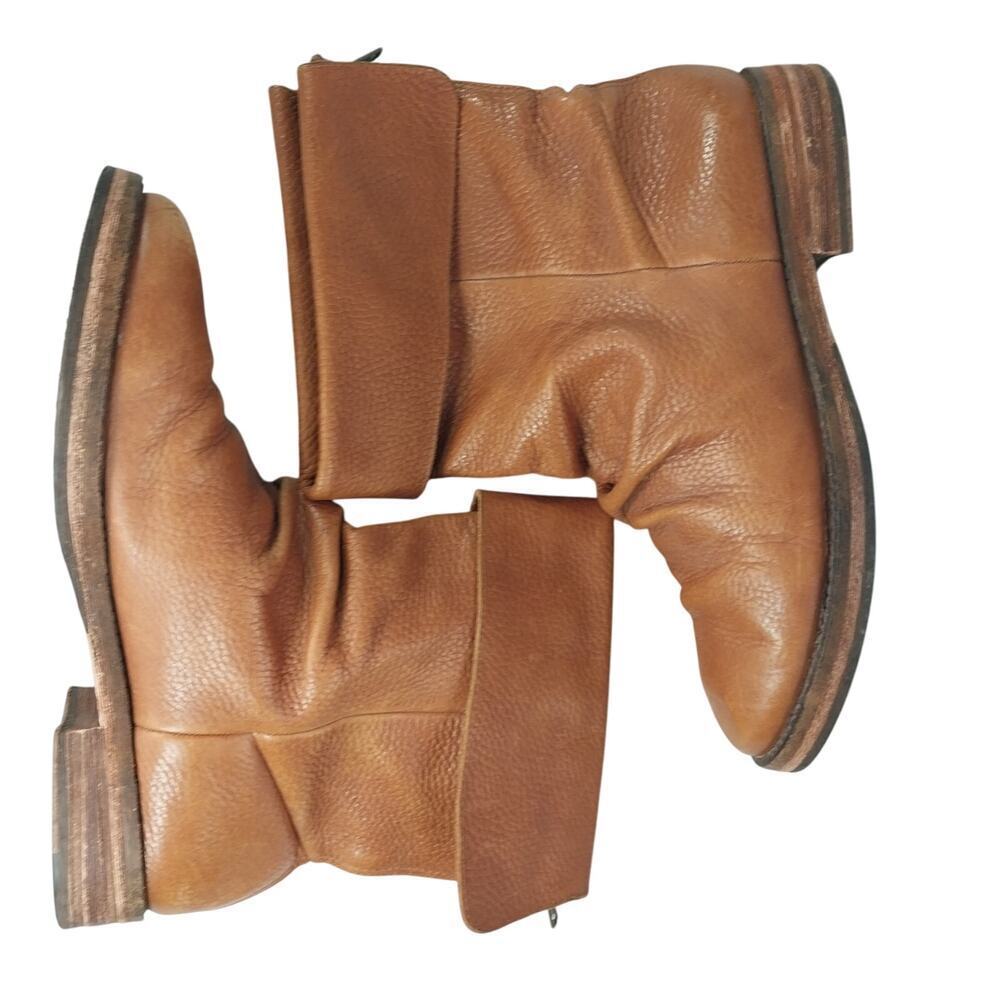 EDDIE BAUER! PECAN BROWN GENUINE LEATHER FOLDOVER TOP ANKLE BOOTS! SZ 9.5M - Picture 8 of 10
